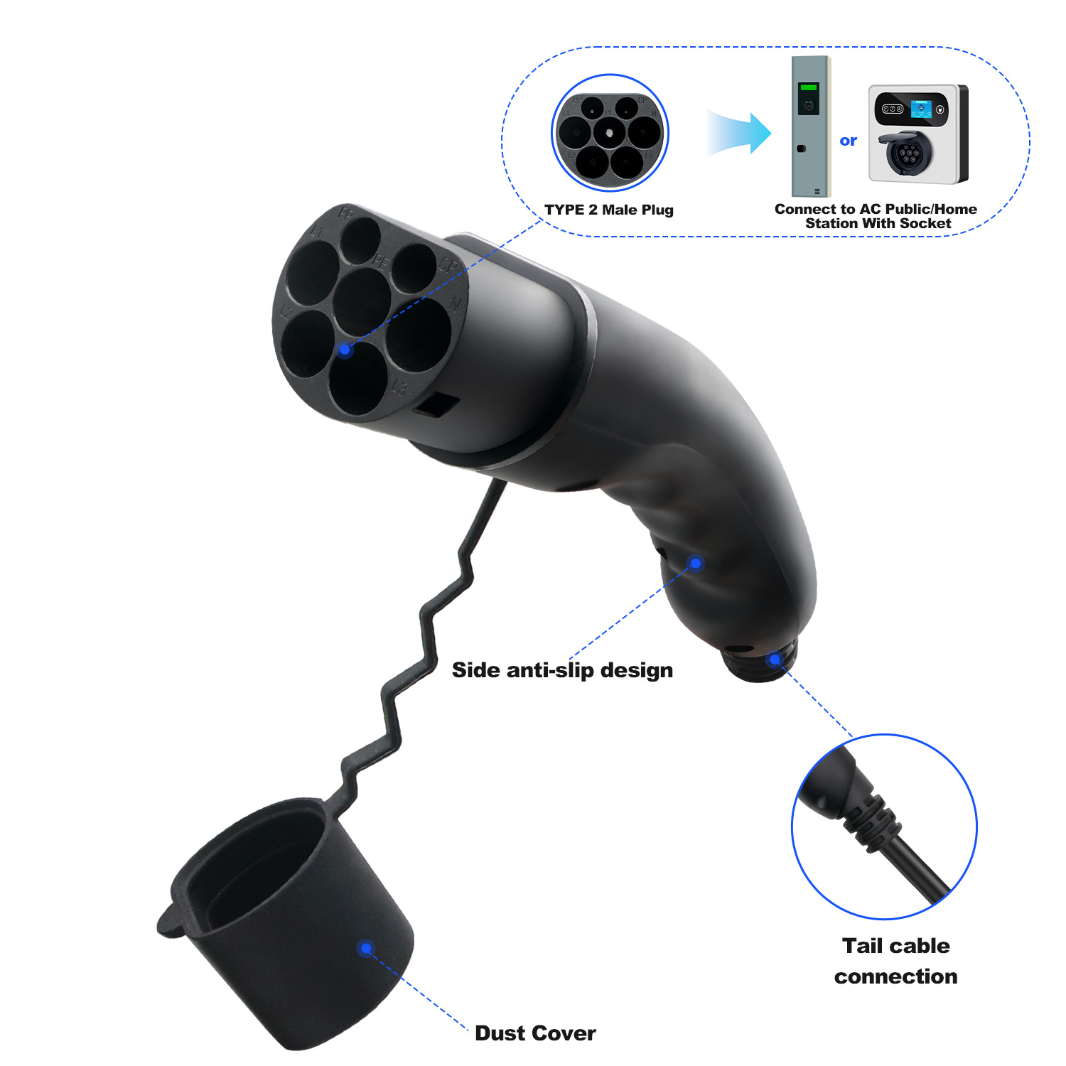 Kolanky EV Tip 2 Erkek Fiş 1P/ - Ev Charging Cable incelemesi ve fiyatı